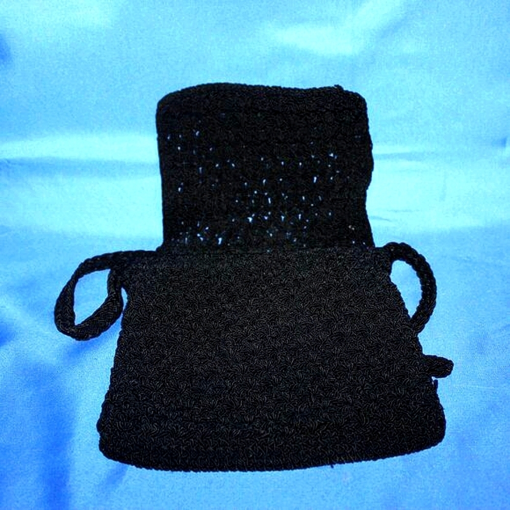 Crochet Crossbody Bag Black - Y2K Vintage